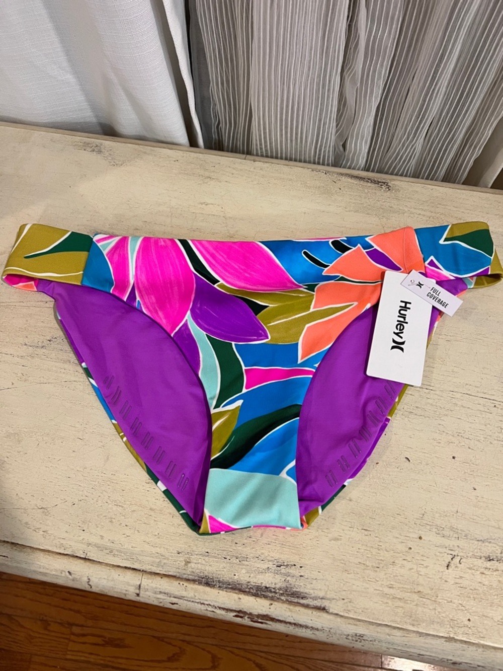 Hurley Tropical Floral Bikini Bottoms Full Coverage XL NWT